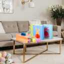 Blosssound 18 Sets Easter Gift Bags with Handles Bulk Bunny Birthday Color Treat Candy Goodie Snack Party Favor Bag with Honeycomb Ball for Easter Egg Hunt Gift Wrapping Party Supplies