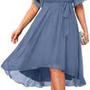 Talisea Plus Size Dresses Wedding Guest - Formal Cocktail Chiffon V Neck Short Sleeve High Low Dress Curvy Women, Medium