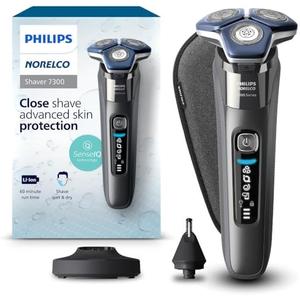 Philips Norelco Shaver 7300, Rechargeable Wet & Dry Electric Shaver with SenseIQ Technology, Pop-up Trimmer, Charging Stand, Click-on Nose Trimmer, & Travel Case, S7887/92