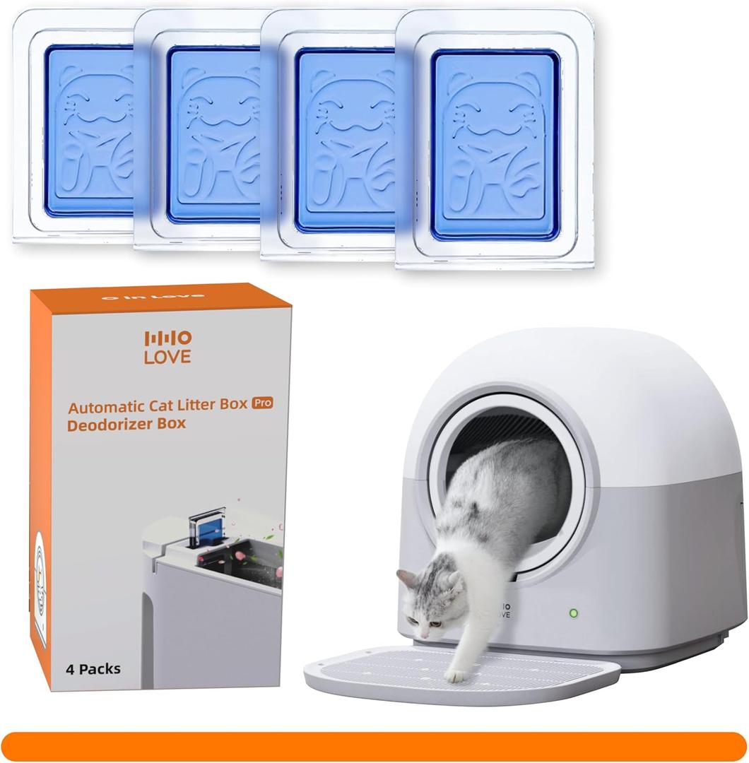 4-Pack Deodorizer for Self-Cleaning Litter Box Automatic Electronic Hands-Free Smart Robot self Cleaning Litter Box - Safe Anti-Pinch, Odor Control,for Multiple Cats