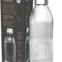 Glass Carbonating Bottle 1L Silver - Compatible Only With MySoda Glassy Sparkling Water Maker - Quick-Lock Reusable Bottle - Lid and Base Made of Aluminium - BPA Free