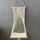 Macrame Hanging Cat Hammock Cat Swing Bed for Indoor Cats, Boho Cats Perch Bed for Sleeping, Playing, Climbing, and Lounging (Beige)