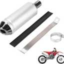 28mm 1.1 Inch Exhaust Muffler Pipe Kit for 50cc 70cc 90cc 110cc 125cc 150cc CRF50 XR50 KLX Coolster SSR Thumpstar TTR YCF Lifan Apollo Chinese Pit Trail Dirt Bike Mini Bike ATV Silver
