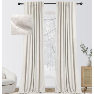 INOVADAY 100% Blackout Curtains for Bedroom, Thermal Black Out Curtains, Back Tab/Rod Pocket Linen Blackout Drapes, Room Darkening Drapes for Living Room, 52''W x 84''L, Beige INOVADAY 100% Blackout Curtains for Bedroom, Thermal Black Out Curtains, Back Tab/Rod Pocket Linen Blackout Drapes, Room Darkening Drapes for Living Room, 52''W x 84''L, Beige