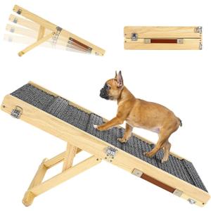 Foldable Dog Ramp for Couch, Small Dog Ramp for Bed Pet Ramps for Small Dogs Indoor, 4 Adjustable Height from 8" to 18", Stable Pet Steps with Non-Slip Pad, Use for Low Bed Couch Stairs