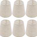6 PCS Chandelier Shades, Mini Barrel Clamp-On Shades, Natural Linen Mini Lampshades, Suitable for Home, Caf, Restaurant and Hotel Decor