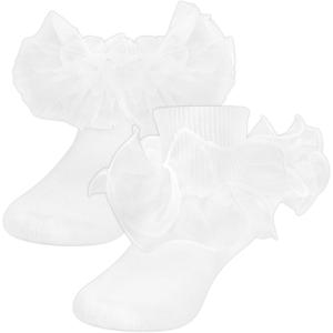 SAOROPEB Toddler Ruffle Socks, 3 Styles5 Size, Frilly Dress Socks for Girls Princess Lace Ruffles Socks Set (White)