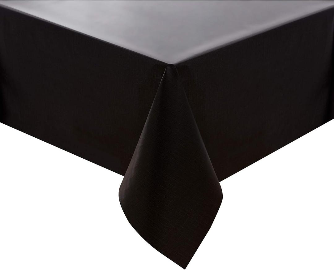 NLMUVW 96 Inch Vinyl Tablecloth Rectangular, Heavy Duty PVC Table Cloth Waterproof Wipe Clean Table Cover for Kitchen Dining Picnic, 54 x 96 inch, Black
