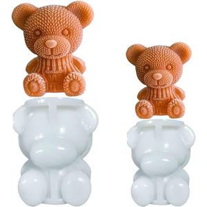 Ice Cube Mold Trays, 3D Teddy Bear Ice Cube Mold,Bear Silicone Molds, Bear Ice Mold, Teddy Bear Ice Cube Mold, Ice Cube for Coffee, Milk, Tea, Candy Gummy Fondant, Cake Baking (2 Sizes)