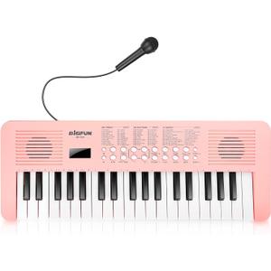 Kids Keyboard Musical Toys, 37 Key Portable Electronic Piano with Microphone, Beginner's Piano Keyboard Birthday Gift for 3-8 Year Old Girls & Boys (Pink)