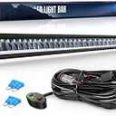 Nilight 50.5 Inch Single Row Slim LED Light Bar 165W 17675LM Anti-Glare Flood Spot Combo DRL Offroad Lamp IP68 w/ 14AWG DT Wiring Kit for Pickup Truck SUV ATV UTV Boat 4x4 Jeep