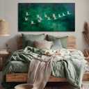 NBAODAN Green Pictures Wall Decor White Bird Animal Wall Art Landscape Canvas Art Vintage Home Decor Artwork for Dining Room Bedroom 24"x 48"
