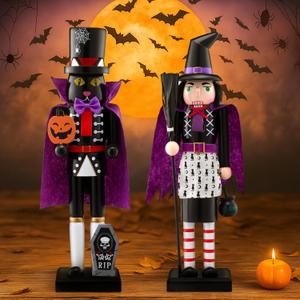 2 Pcs Halloween Nutcracker 14 Inch Wooden Witch Guyana