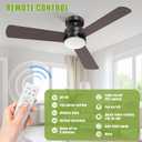 Ceiling Fans with Lights, 42" Modern Low Profile Ceiling Fan with Light and Remote Control, 3CCT, 6 Speeds Reversible DC Motor, Noiseless, Black LED Ceiling Fan for Bedroom, Living, Indoor/Outdoor Use