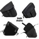 Motorcycle Saddle Bags Synthetic Leather Motorcycle Solo Swing Arm Bag For Softails Sportsters Choppers Waterproof Side Bags (Right Side, Black-Single Buckle, 11.5" x 10.25" x 3.9")