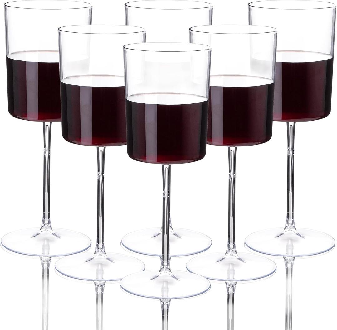 Ciaell 12 Pack Clear Plastic Glasses - 14Oz Plastic Glasses with Stem - Disposable Stemmed Glass for Parties & Weddings & Outdoor