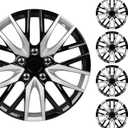 BDK (4-Pack) Premium Black/Silver Hubcaps 16" Wheel Rim Cover Hub Caps Two-Tone Style Replacement Snap On Car Truck SUV - 16 Inch Set