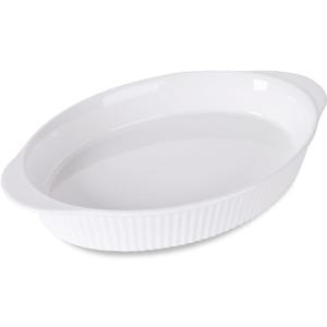 LEETOYI Porcelain 9x13 Large Oval Au Gratin Pans,Baking Dish for Servings, Bakeware with Double Handle for Kitchen and Home, White