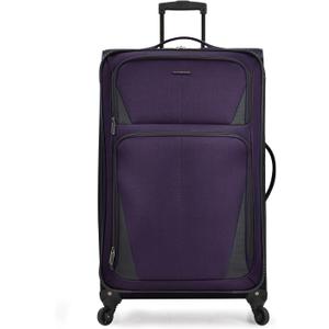 U.S. Traveler Aviron Bay Expandable Softside Luggage with Spinner Wheels, Purple, Large 31-Inch