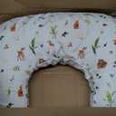 Boppy Nursing Pillow - Firm, Ergonomic U-Shaped Bottle and Breastfeeding Pillow with High Lift for Comfort and Support, Spacious Surface - Neutral Plants and Animals