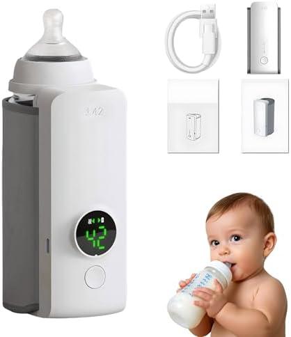 Portable Bottle Warmer for Travel, Rapid Warming with Battery-Powered Temperature Display, Waterless Milk Warming for Comfortable Baby Feeding On The Go