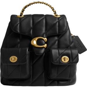COACH Women's Quilted Leather Tabby Backpack (Black)