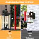 Large Outdoor Wall Light Fixture: 24in Black 3-Light Modern Porch Lantern, Waterproof Exterior Lighting Sconce Wall Mount, Outside Lamp for House Garage E12 Base, 1 PK No Sensor