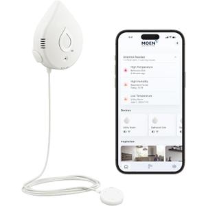 Moen Flo Smart Water Leak Detector, Water Sensor Alarm for Home, 1-Pack, White, 920-004
