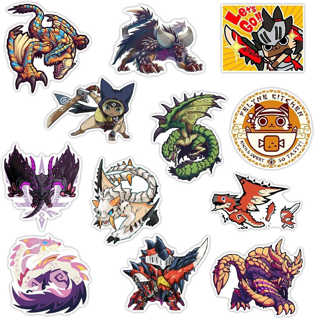 Pounchi Cartoon Monster Game Fridge Magnets (12 Pcs) Cool Video Game PVC Metal Magnetic Sticker, Flexible Reusable Decorations for Office Cabinets Fridge Locker Teens