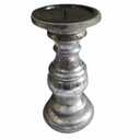 Indian Shelf Vocalforlocal Handmade Vintage Silver Glass Pedestal Pillar Candle Holder(Set of 1 Piece)