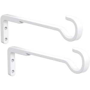 8 Inch 2 Pack White Heavy Duty Outdoor Plant Hangers for Hanging Baskets, Iron Hanging Plant Brackets for Hanging Plants Outside, Metal Plant Hooks Plant Wall Hooks for Hanging Lantern, Bird Feeder