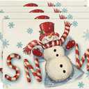 Artoid Mode Red Snow Snowman Winter Placemats Set of 4, 12x18 Inch Seasonal Holiday Christmas Place Mats for Party Dining Table