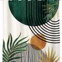 KOMLLEX Mid Century Green Boho Shower Curtain, Abstract Modern Shower Curtains for Bathroom, Plant Botanical Minimalist Leaf Arch Sun Fabric Liner Waterproof Polyester 12 Pack Hooks 60Wx72L Inches