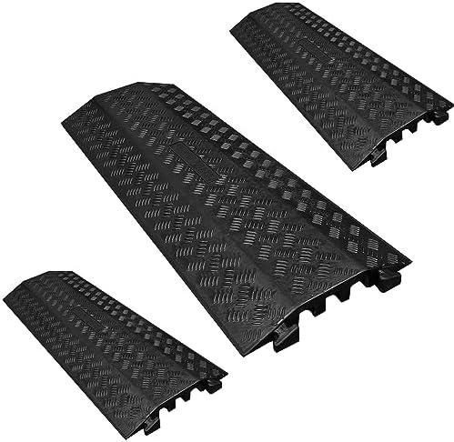Electriduct Large Drop Over Cable Protector 3 Channel Cord Cover 1.3"x1.3" (3 Pack)