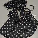 MakeMeChic Women's Sexy Halter Going Out Tops Y2k Polka Dots Tank Top with Scarf Clubwear Black and White Medium