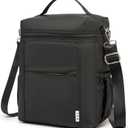 NOL Natural Organic Lifestyle Insulated Lunch Bags for Women Cooler Bag Lightweight Nylon Waterproof Lunch Box For Work (Black, Large) (Large (12 Liters))