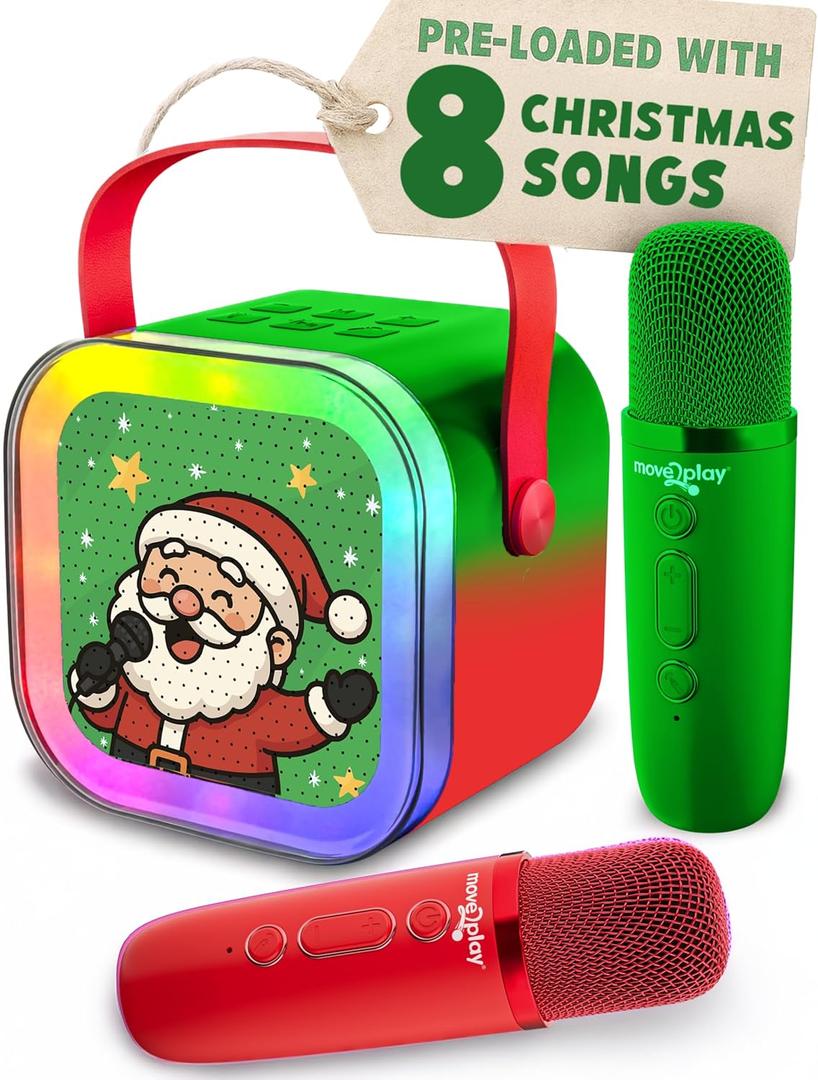 Move2Play, Karaoke Machine for Kids | Includes 20+ Kid Songs | 2 Microphones | Connect with Bluetooth | 3, 4, 5, 6, 7+ Year Old Gift | Toy for Girls, Boys, & Toddler | Birthday Present (Christmas)