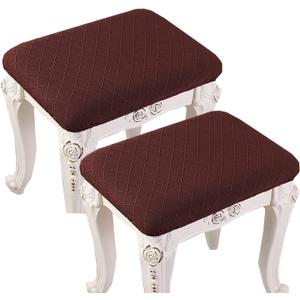 HFCNMY Stool Covers Rectangle,2 Pack Stretch Rectangle Bar Stool Covers Jacquard Vanity Stool Cover Washable Counter Stool Covers Saddle Seat Cover with Elastic Band for Wooden Metal Bench(Coffee)