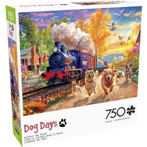 Buffalo Games - Angelo Bonito - Racing The Train - 750 Piece Jigsaw Puzzle for Adults -Challenging Puzzle Perfect for Game Nights - Finished Size is 24.00 x 18.00