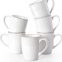 famiware Coffee Mugs Sets for 6, 12 oz Mug Set, Coffee Cups with Handle for Coffee, Tea, Cocoa and Milk, Microwave and Dishwasher Safe, White Floral