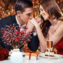 Valentines Day Decorations Floral Picks Stems - 8Pcs,16 Inch Artificial Red Berry Heart Shaped Branches Gift for Wedding Home Vase Decor