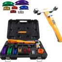 90 Ratcheting Pipe Tube Bender Set W/ 7 Color-Coded Aluminum Heads, 1/4"7/8" O.D. Tubing, Tube Cutter & Deburring Tool, Portable Storage Case for HVAC, Plumbing & Refrigeration