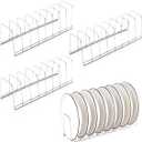 4 Pack Pot Lid Holder Kitchen Pot Lid Organizer Cabinet Rack Suitable for Bakeware, Dish, Plate, Pots & Pans, Cutting Boards, Serving Trays, Reusable Containers in Cabinet Pantry (Silver)