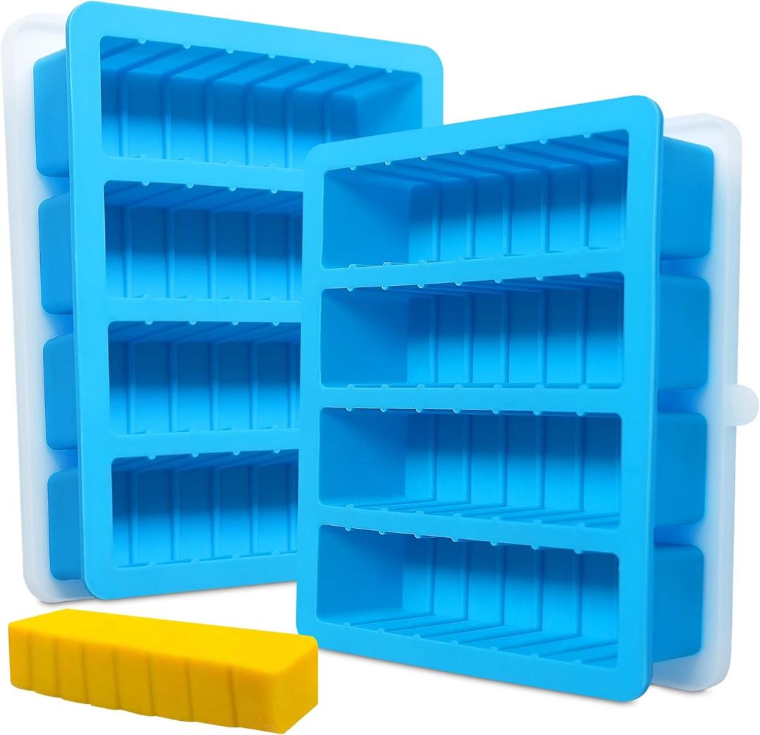 Sidosir 2PCS Butter Silicone Mold with Lid, Non-Stick Butter Mold Tray with Measurements for Making Butter for Chocolate Making and Homemade Cakes Baking