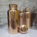 Pure Copper Embossed Water Bottle 17 Oz with Lid Ayurvedic Water Bottle Copper Water Vessel Small Leak Proof Seamless Finish