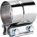 AotoKoop 2in Exhaust Clamps, Lap Joint Band Clamp Stainless Steel for Pipes Mufflers Converters (1 pcs)