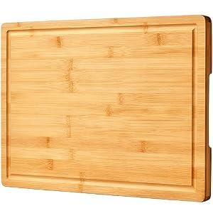 Allsum 36x24" Bamboo Cutting Boards for Kitchen, Wood Stove Top Cover, Extra Large Noodle Board Over Sink, Charcuterie Board Cheese Serving Tray with Side Handles and Juice Grooves