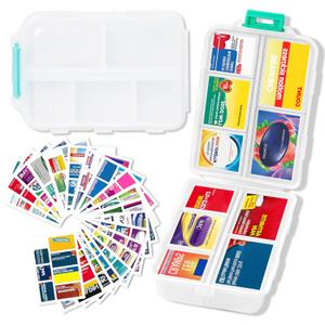 2026 New Extra Large Pill Box with Medicine Labels Travel Essentials Daily Med Container Mini Medication Organizer Storage Organizer Case 7 Day Pill Organizer(White)
