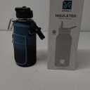 32 oz Insulated Water Bottle | Thickened Stainless Steel Vacuum Metal | Portable Sports Water Jug for Gym and Hiking with Straw, Carrier Bag, Handle Strap | BPA-Free 32 oz (Indigo/Black)