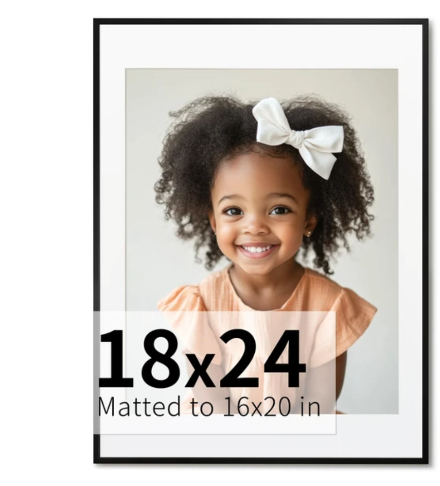 ZLG Black 18"x24" Frame Poster Frame, Premium 18"x24" Metal Frame, 18"x24" Picture Frame, Tempered Glass, Wall Hook Included, Set of 1